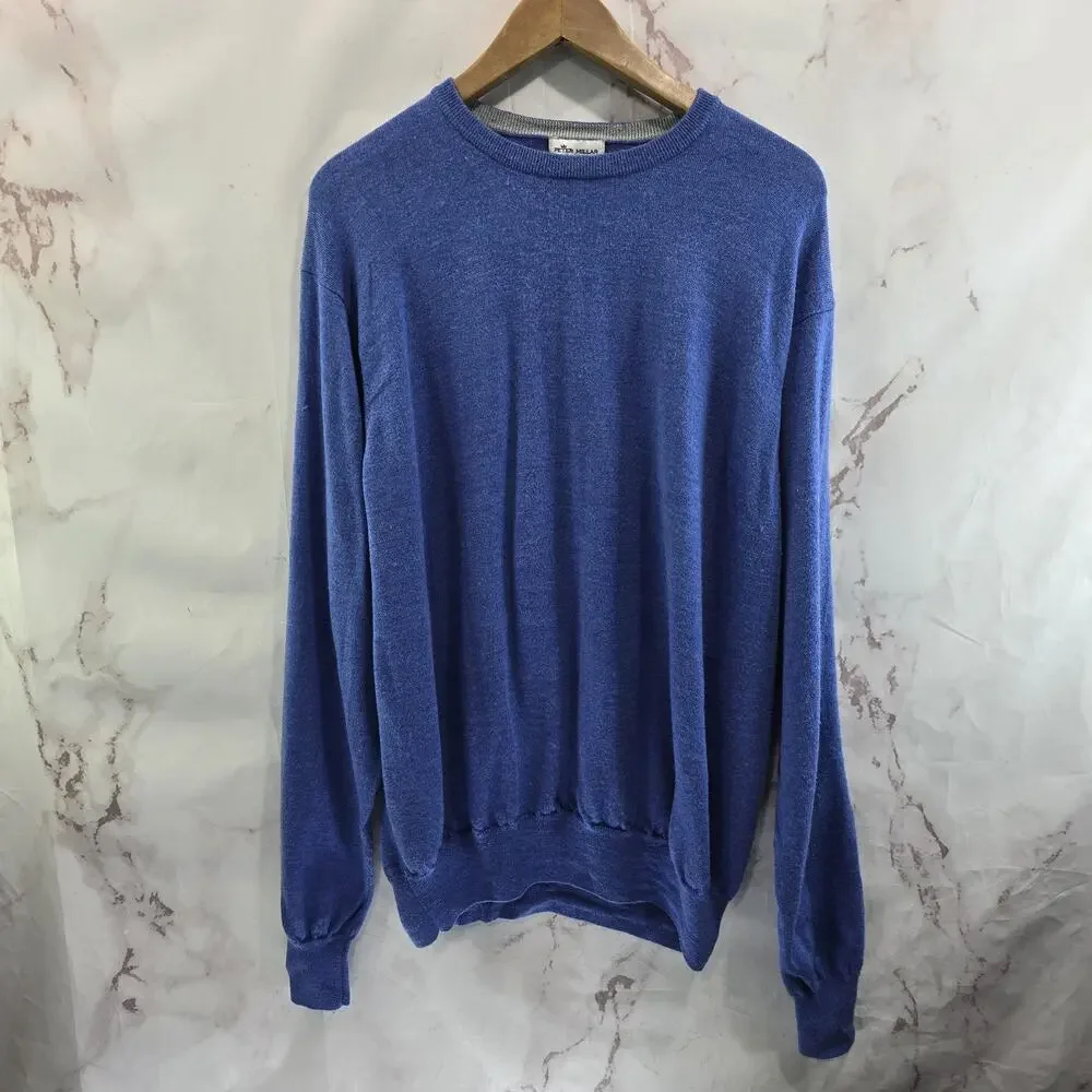 Peter Millar Sweater Mens XXL Blue Merino Wool Silk Lightweight Liberty 19S42